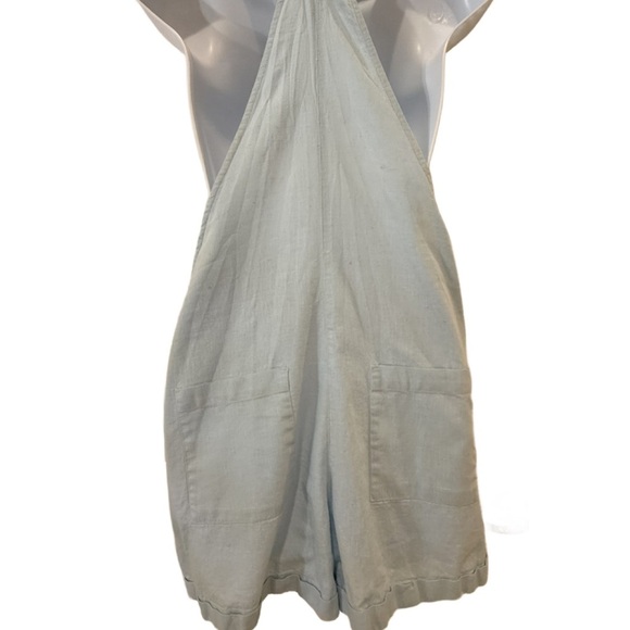 Roxy Blue Linen Overalls with pockets. Medium - Picture 6 of 7